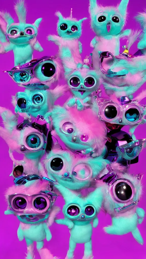 Prompt: popworld 3 d y 2 k furbies and sparkles, seapunk