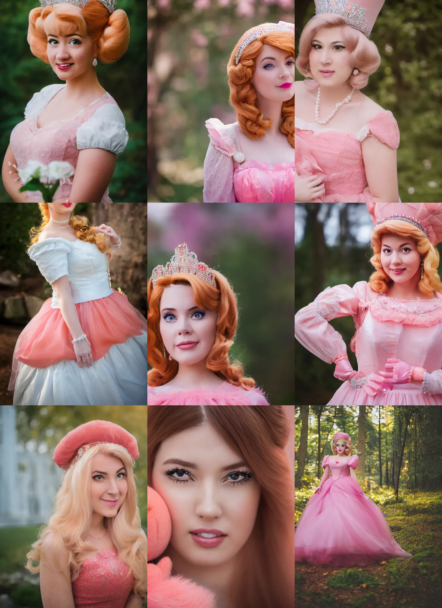 Prompt: portrait photo still of real life princess peach, 8 k, 8 5 mm, f. 1 4