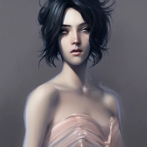 Image similar to young boy, black hair, gorgeous, amazing, feminine, elegant, intricate, highly detailed, digital painting, artstation, concept art, sharp focus, illustration, art by charlie bowater