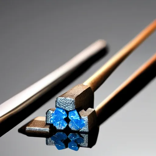 Image similar to a realistic pickaxe made from blue diamonds