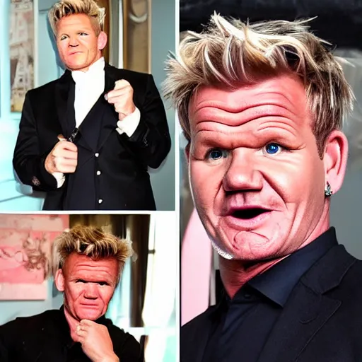 Prompt: gordon ramsay dressing up like a disney princess