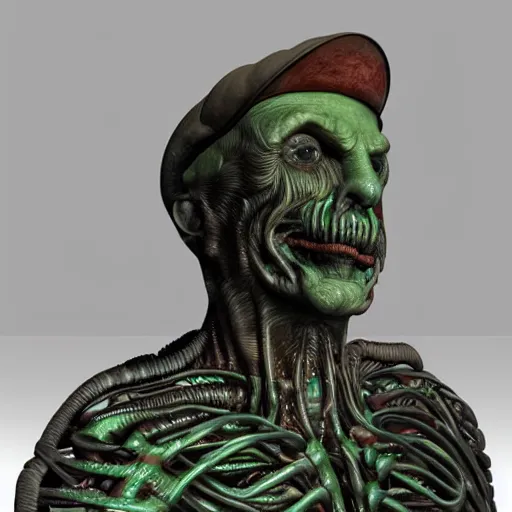 Image similar to luigi, a computer rendering by h. r. giger, trending on zbrush central, neoplasticism, zbrush, reimagined by industrial light and magic, # vfxfriday