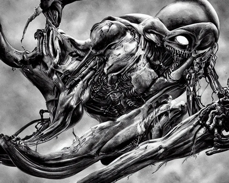 Image similar to a xenomorph performin surgery on a dead fish