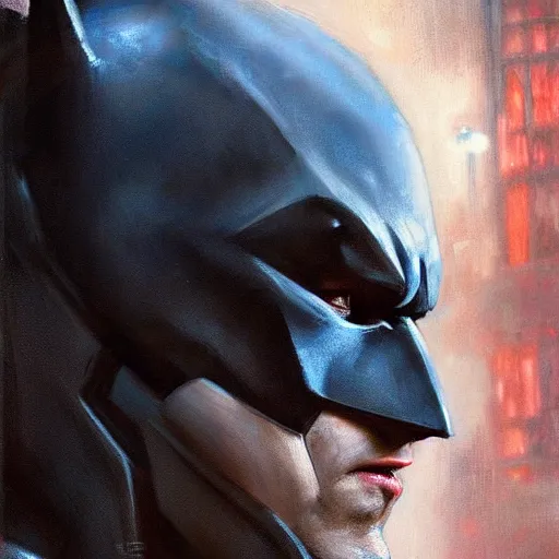 Prompt: close up of batman, cinematographic shot, by daniel f. gerhartz