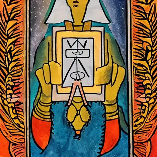 Prompt: Tarot Card depicting the One, modern aesthetic, painted by hand