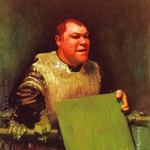 Image similar to portrait of shrek by ilya repin