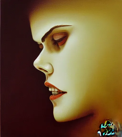 Prompt: A beautiful portrait of Alexandra Daddario, painting by Zdzisław Beksiński, utopian realism, formalism, doomsday