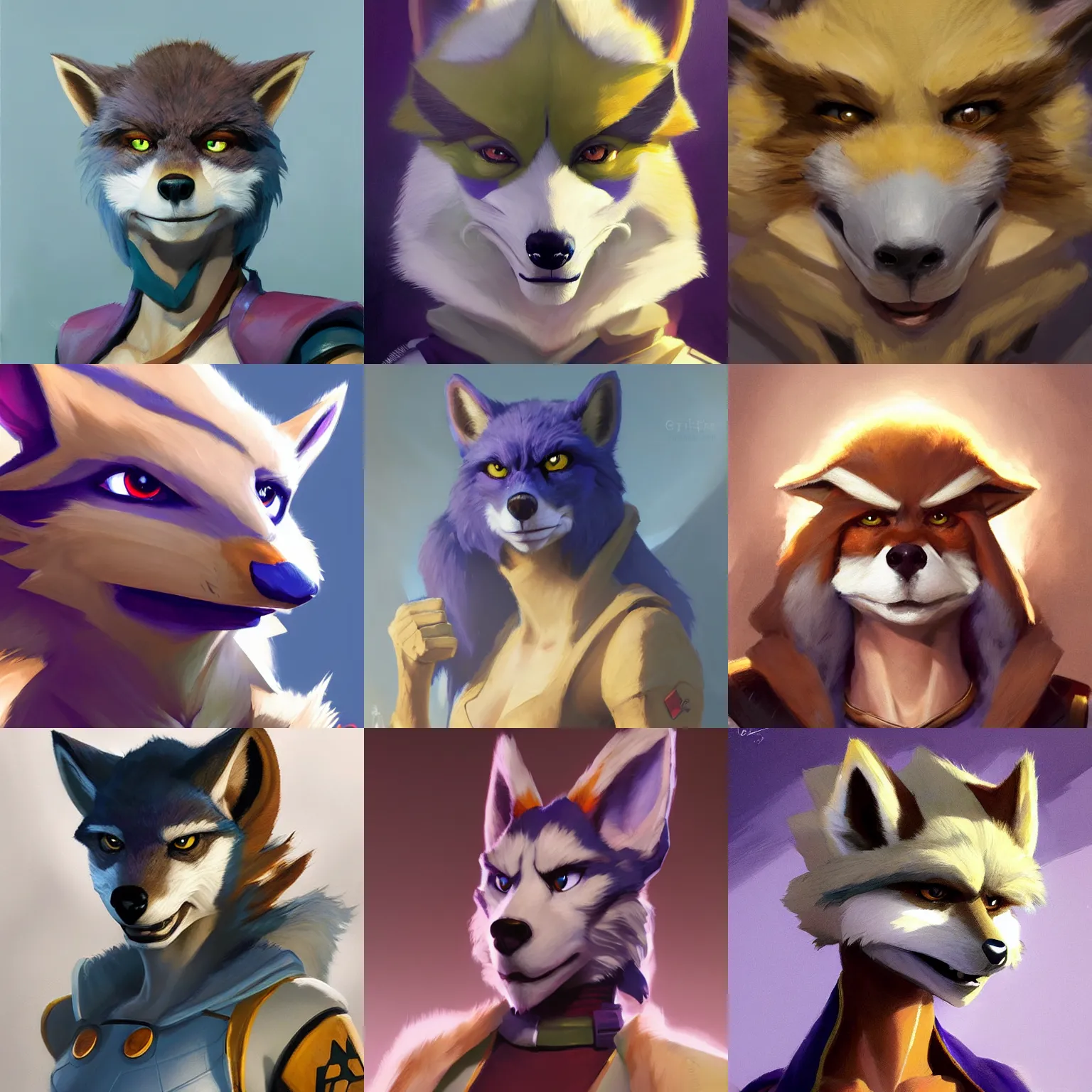 Prompt: a portrait of krystal from star fox, artstation, greg rutkowski, gregory manchess, greg hildebrandt, concept art, furry furaffinity, krystal