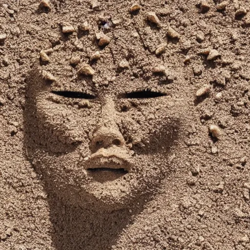 Image similar to a face made from falling grains of sand