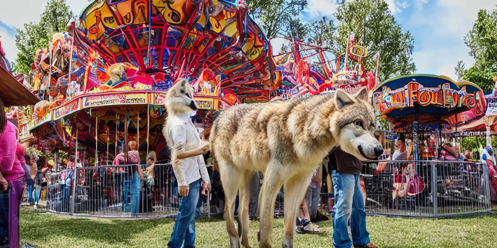 Image similar to fair rides petting zoo wolf photography