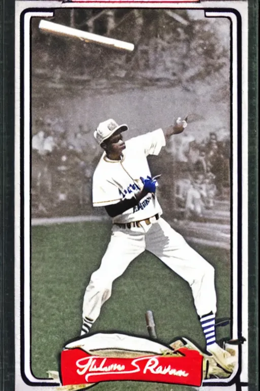 Image similar to baseball card of a player firing a laser rifle