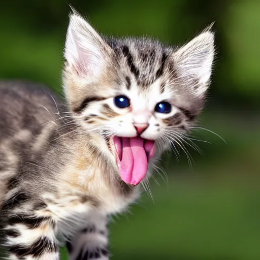 Image similar to kitten with its tongue out