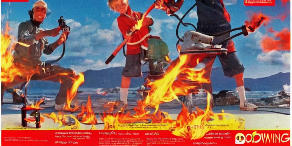 Image similar to A flamethrower for kids, tv ad 1990