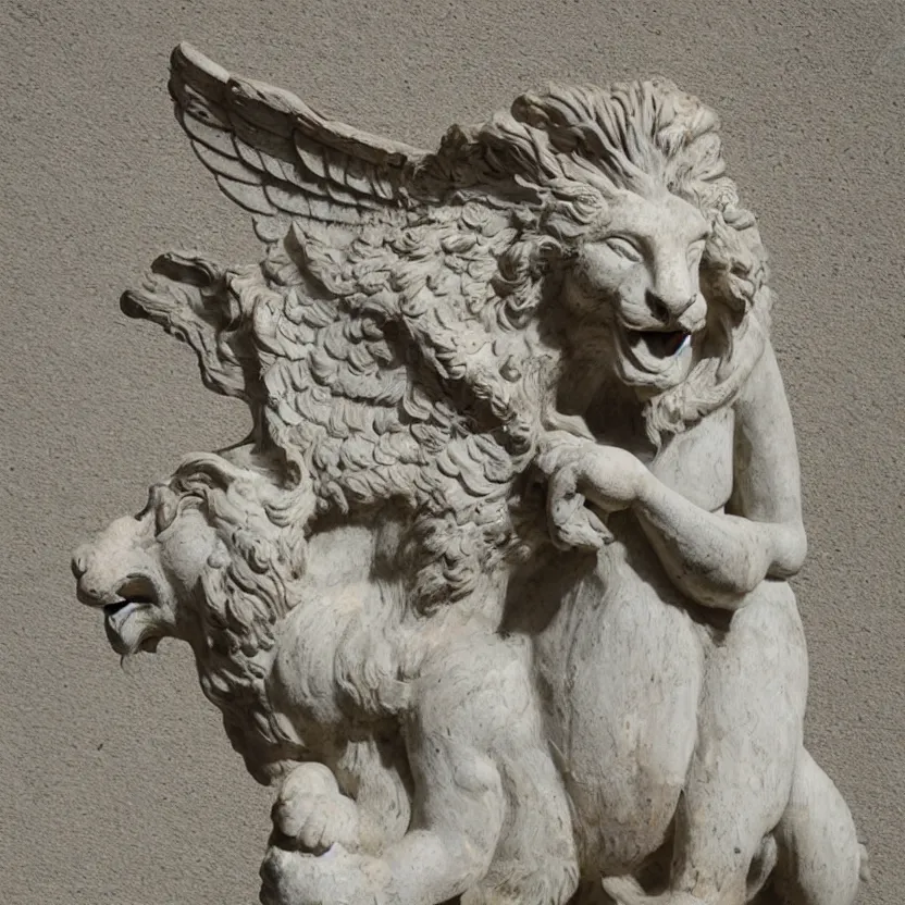 Prompt: statue Human-headed winged lion