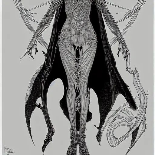 Image similar to centered elven witch,intricate, veins, by Hugo pratt, ultradetailed, charachter design, concept art,