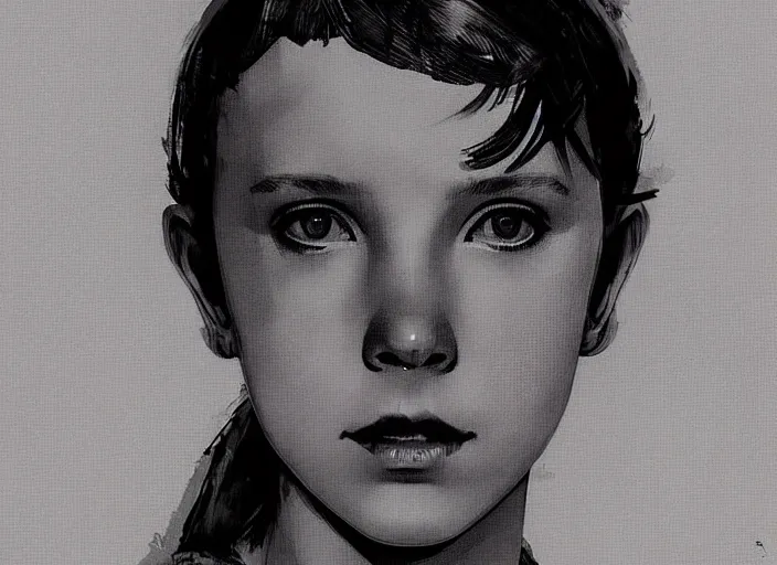 Image similar to a highly detailed beautiful portrait of millie bobby brown by yoji shinkawa