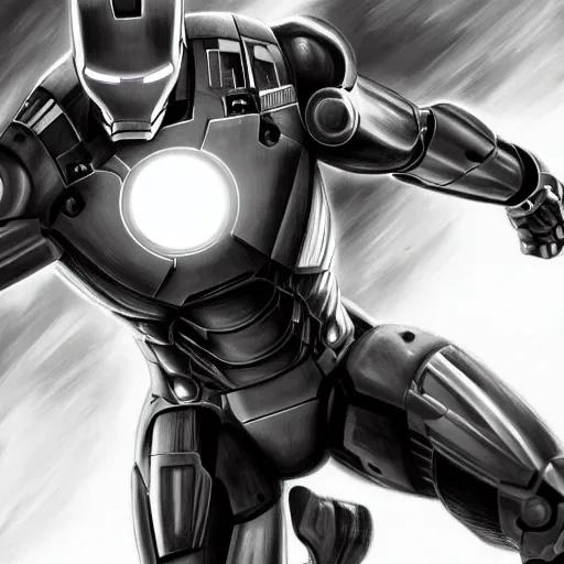 Image similar to iron man in black and white, furry art, furaffinity, extremely detailed, digital painting, artstation, concept art, smooth, sharp focus, illustration, incredible art