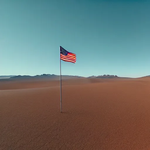 Image similar to gwenn - ha - du flag in the middle of a desert, gopro photograph, drone shot