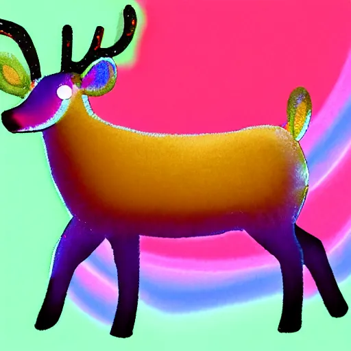 Image similar to Reindeer made out of void, rainbow outline, fursona, furry, back, male furry anthro,