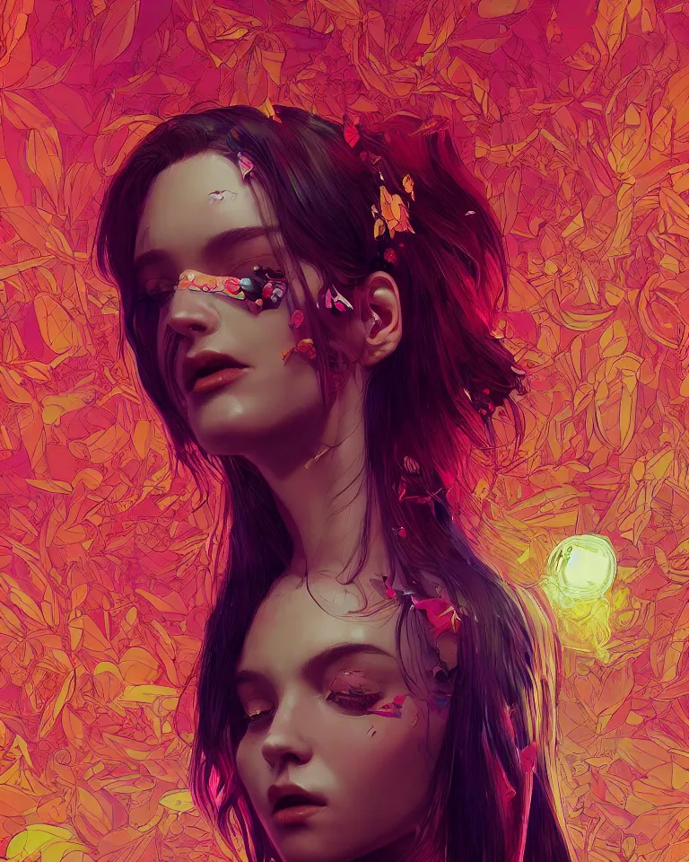 Image similar to lsd, acid trip, a beautiful woman with ( skunk ) features, dramatic lighting, by ilya kuvshinov, artgerm, wlop, greg rutkowski, ultra detailed colorful intricate repeating geometric fractals in the background by moebius, beeple, artstation