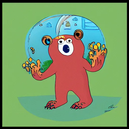 Prompt: Monster Bear, an illustration by Tin Bott