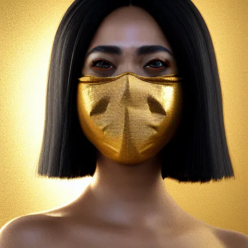 Prompt: ( ( ( ( ( hyperrealist portrait of a women wearing a black mask with golden wires on her head. ) ) ) ) ) photorealistic, octane render, unreal engine, dynamic lighting, bet face, beautiful, wlop, cute, perfect factions, trending on artstation, poster, volumetric lighting, very detailed faces, 4 k, award winning