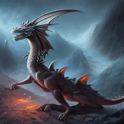 Image similar to hyperrealistic mixed media high resolution image of a beautiful dragon, stunning 3d render inspired art by István Sándorfi and Greg Rutkowski and Unreal Engine, perfect symmetry, dim volumetric lighting, 8k octane beautifully detailed render, post-processing, extremely hyper-detailed, intricate, epic composition, highly detailed attributes, highly detailed atmosphere, full body shot, cinematic lighting, masterpiece, trending on artstation, very very detailed, masterpiece, stunning, flawless structure, lifelike texture, perfection,