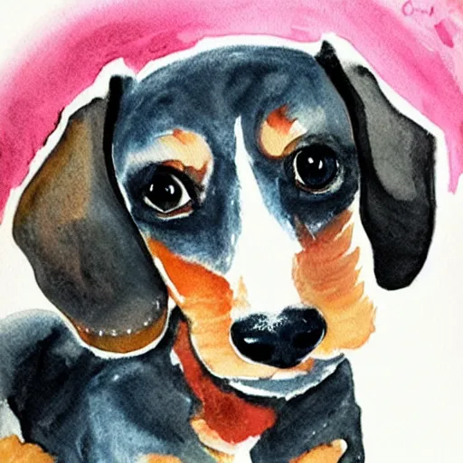 Prompt: cute dachshund watercolor