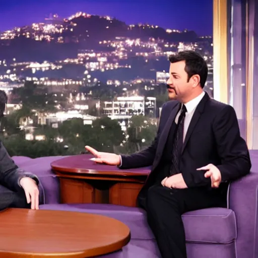 Image similar to Jimmy Kimmel interviewing The Joker, tv show, television
