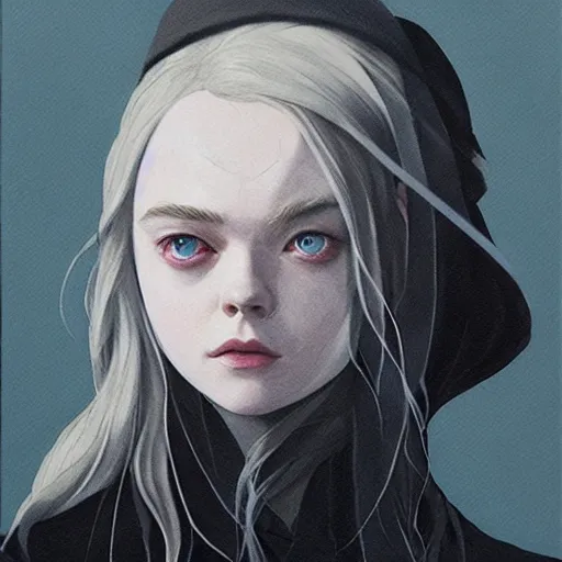 Image similar to Elle Fanning in Bloodborne picture by Sachin Teng, asymmetrical, dark vibes, Realistic Painting , Organic painting, Matte Painting, geometric shapes, hard edges, graffiti, street art:2 by Sachin Teng:4
