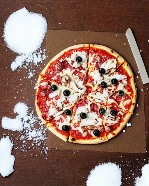 Image similar to pizza made of snow