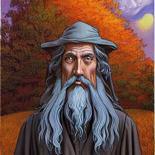 Prompt: Gandalf by Jeffrey Smith and Erin Hanson and Chad Knight