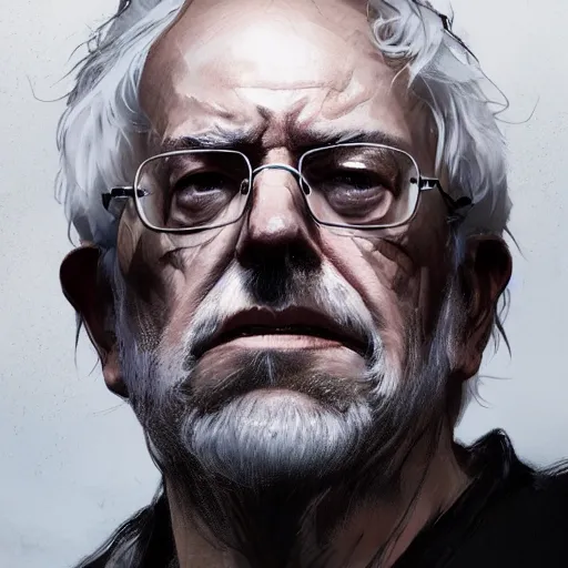 Image similar to portrait of Bernie Sanders with a long gray beard as Gandolf the Gray, dramatic lighting, illustration by Greg rutkowski, yoji shinkawa, 4k, digital art, concept art, trending on artstation