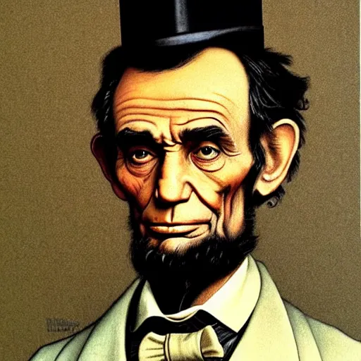 Image similar to portrait of abe lincoln by norman rockwell