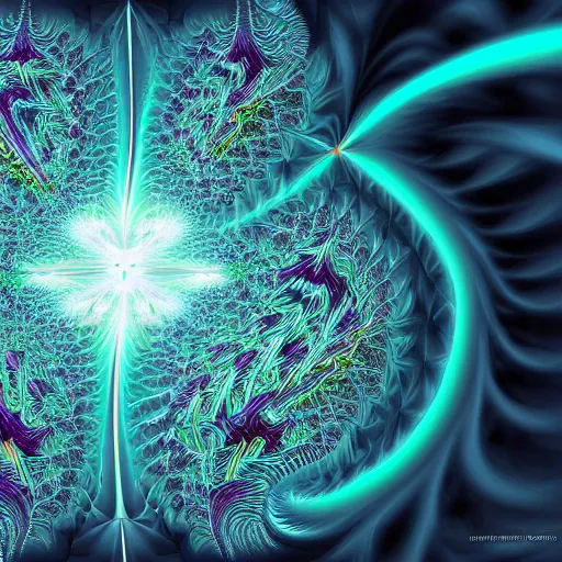 Prompt: Intricate digital art of a 3D fractal explosion