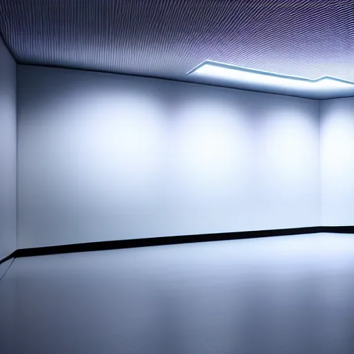 Image similar to a white room 1 2 ft long x 1 0 ft wide x 8 ft tall, geometrically perfect, clean and empty, sci fi spaceship futuristic paneling unreal engine, general studio lighting, 8 k,