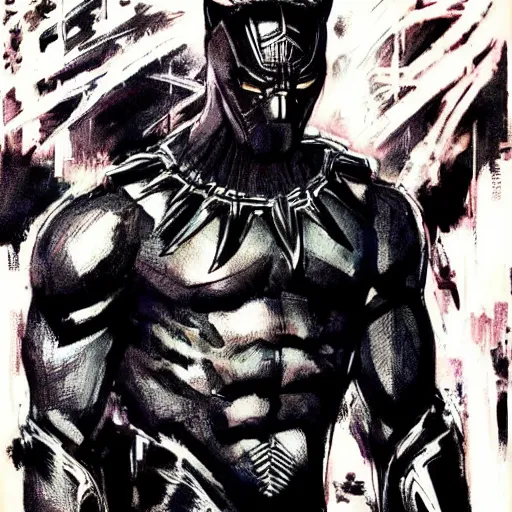 Image similar to chadwick boseman black panther, yoji shinkawa, tattoo design