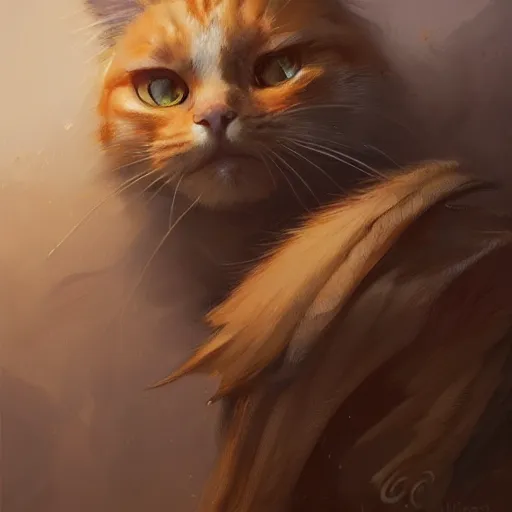 Prompt: a detailed portrait of cat painter, by justin gerard and greg rutkowski, digital art, realistic painting, dnd, character design, trending on artstation