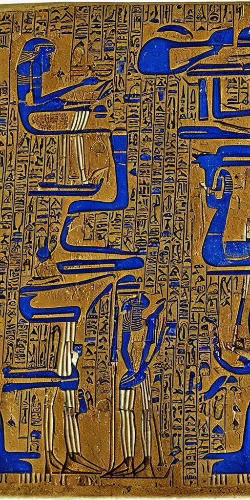 Image similar to egyptian hieroglyph blueprints to a spaceship