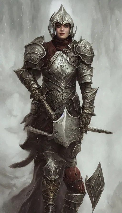 Image similar to fantasy dungeons & dragons portrait by Livia Prima,female knight,helmet,D&D,detailed,masterpiece,full body,one subject