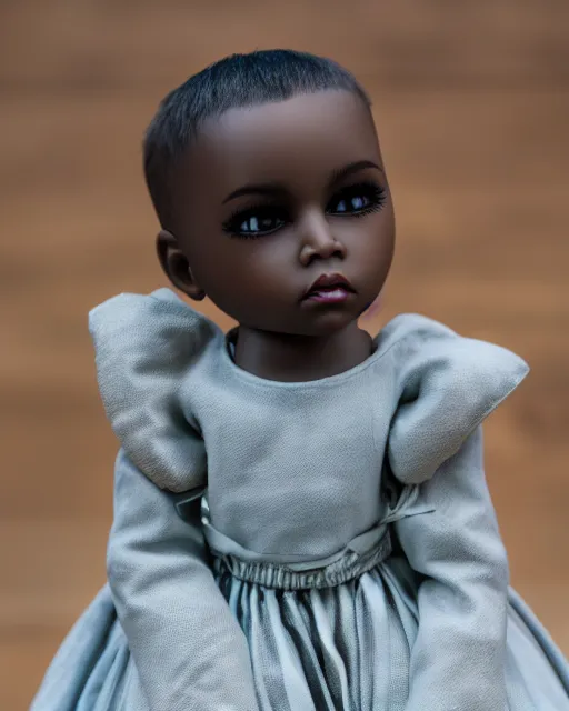 Image similar to high quality presentation photo of a cute Kanye West porcelain doll in the style of mark ryden photography 4k, f1.8 anamorphic, bokeh, 4k, Canon, Nikon