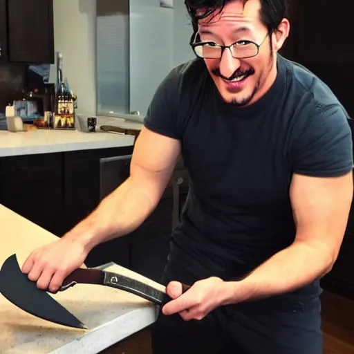 Image similar to markiplier with a knife