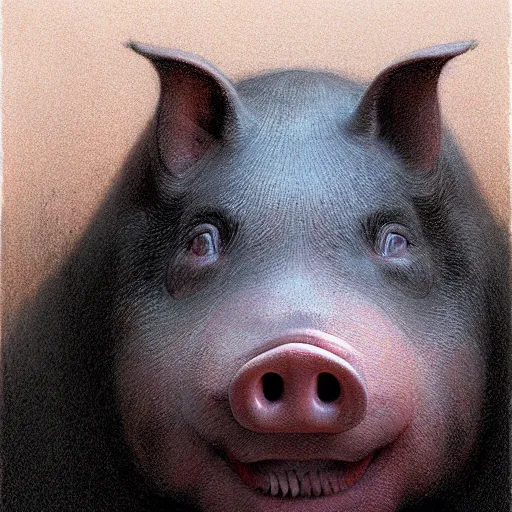 Image similar to anthropomorphic pig is vladimir putin pig hybrid, transformation, macabre, horror, by donato giancola and greg rutkowski and wayne barlow and zdzisław beksinski, realistic face, visible face, digital art