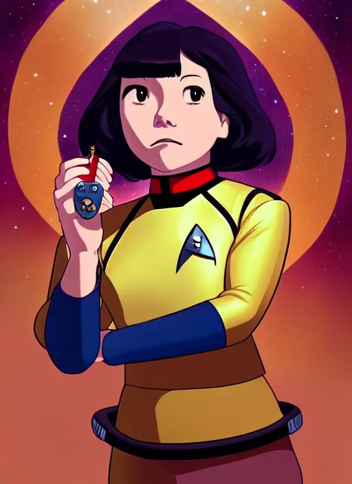 Prompt: cute star trek officer honey monster, natural lighting, path traced, highly detailed, high quality, digital painting, by don bluth and ross tran and studio ghibli and alphonse mucha, artgerm