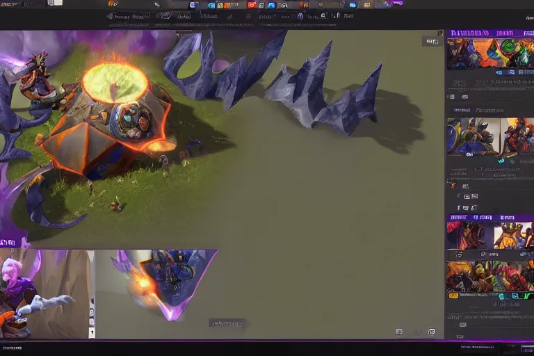 Image similar to online broadcast twitch dota 2 channel design, blender