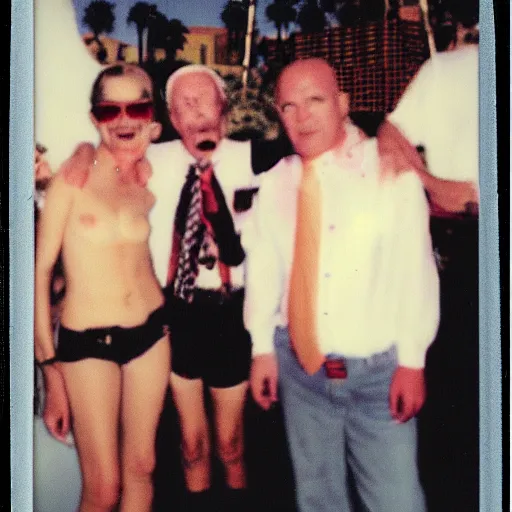 Image similar to found polaroid photo of trash humpers in las vegas