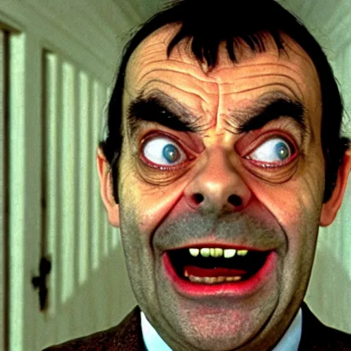 Image similar to A still of Mr Bean in The Shining