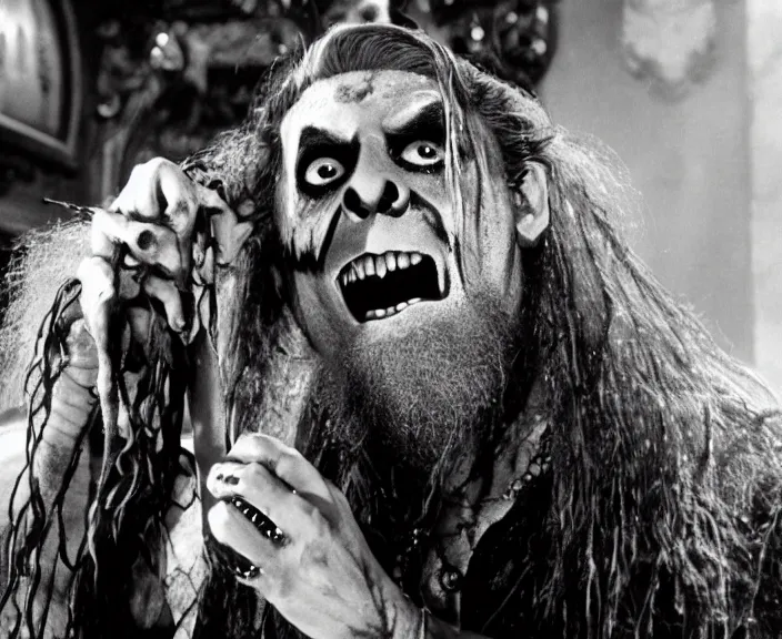 Image similar to a still of rob zombie in the munsters ( 1 9 6 4 ), 4 k, hi - res