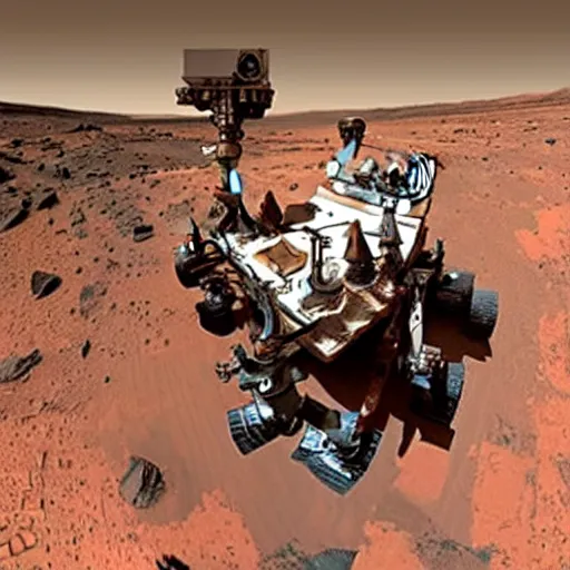 Image similar to extremely detailed photo of carl sagan riding mars rover, detailed face