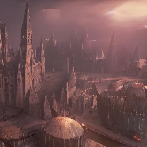 Image similar to a medieval fantasy city floating in space. octane render. trending. cinematic. epic. highly detailed.